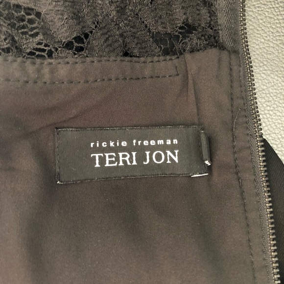 Teri Jon Dress 6 Black Cocktail Lace Formal Rickie Freeman Ruched Sheath medium - Picture 6 of 8